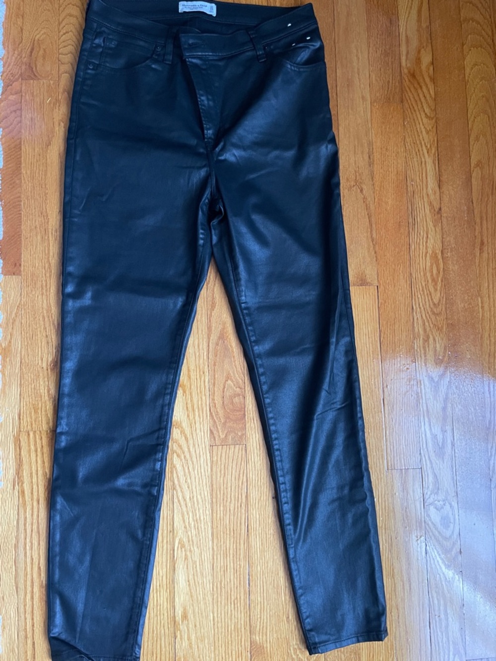 Abercrombie & Fitch Black Faux-Leather Skinny Jeans